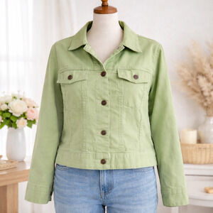 Women's Junior's Light Green Denim Coat | Bailey's Point | Size Small